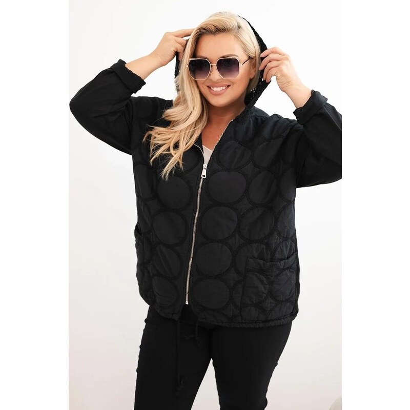 MladaModa Bavlnená oversize mikina na zips s perforovanou kapucňou 65626465