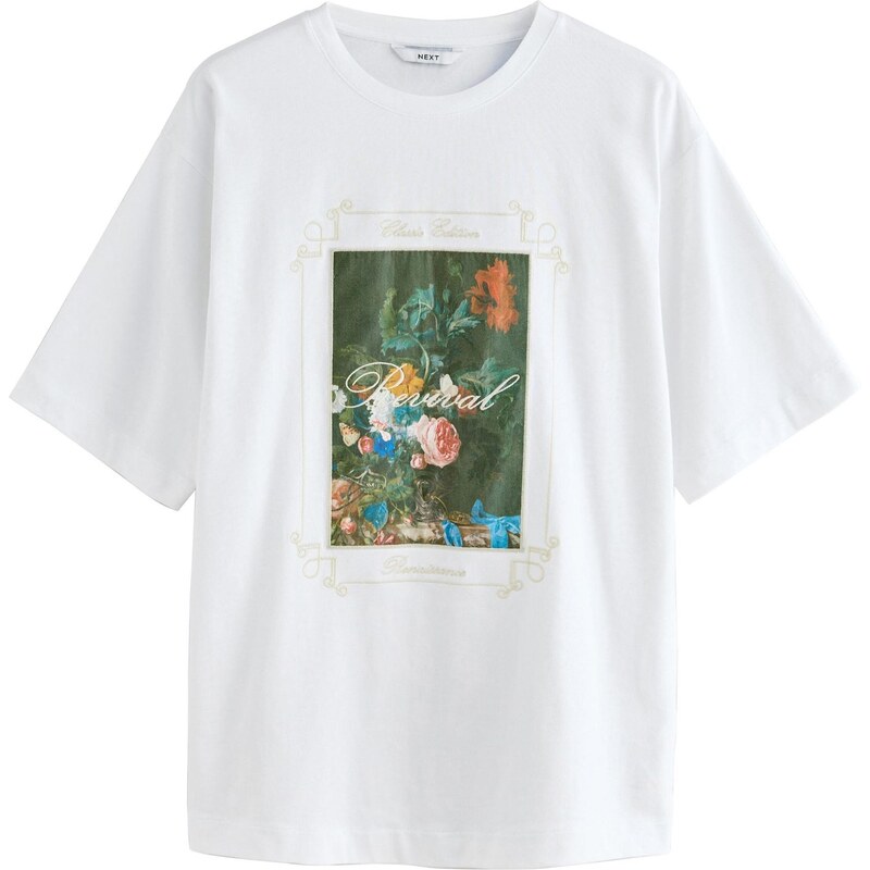 Next Oversize tričko azúrová / nefritová / ružová / biela 65662024