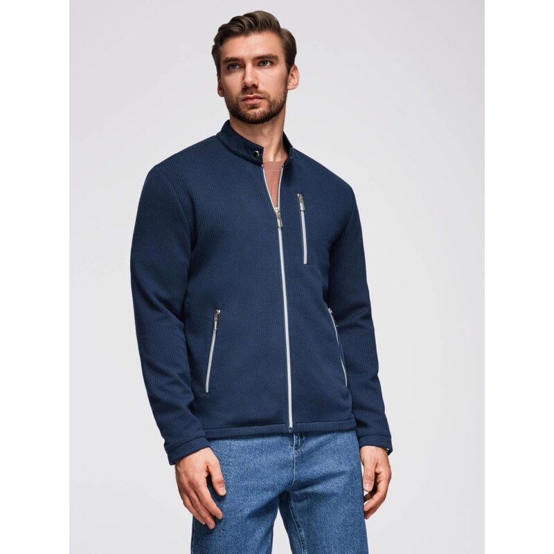 Ombre Clothing Tmavomodrá pánska bunda so stojáčikom V1 JANP-0229 65480822