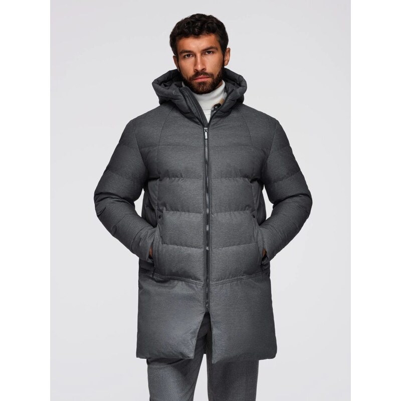 Ombre Clothing Nadčasová prešívaná šedá pánska parka V2 JALJ-0264 65638780