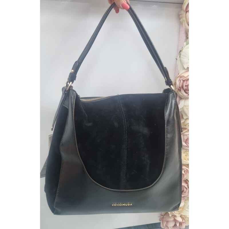 E-shop Katrins Fashion Čierna kabelka z brúsenej kože Coconuda