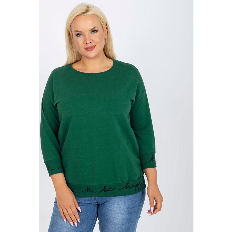 MladaModa Oversize mikina Charliza s nápismi na patentoch tmavozelená 58181185