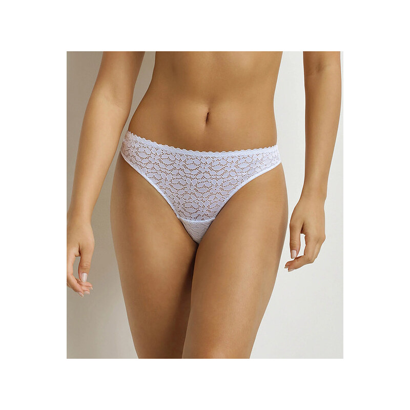Dámske čipkované tangá DIM DAILY DENTELLE THONG - DIM - biele 65483522