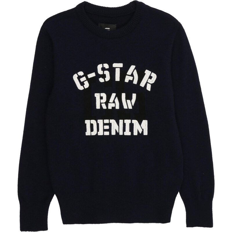 G-STAR Sveter HOCKNEY tmavomodrá / biela 65708099