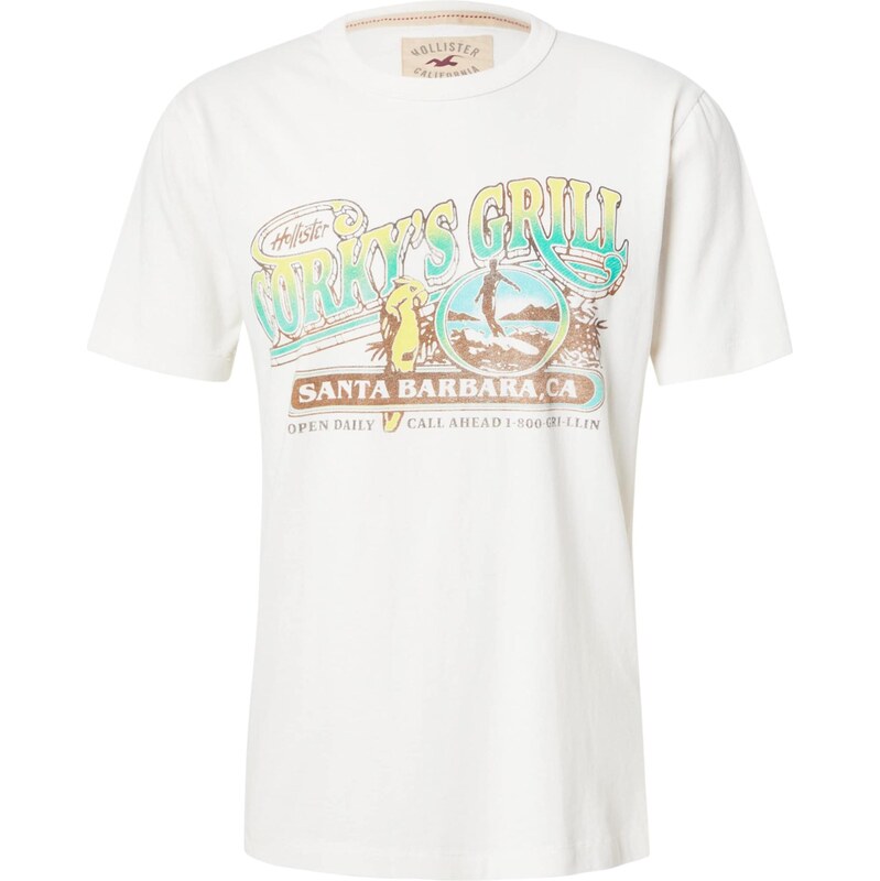 HOLLISTER Tričko azúrová / hnedá / žltá / biela 65696217