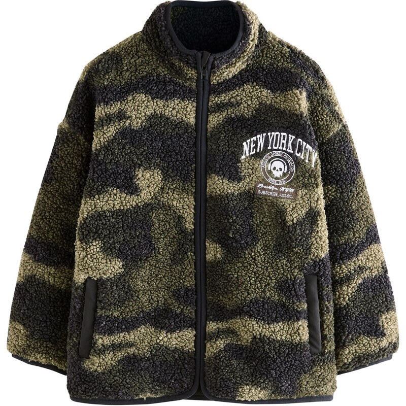 Next Flisová bunda kaki / olivová / čierna / biela 65663360