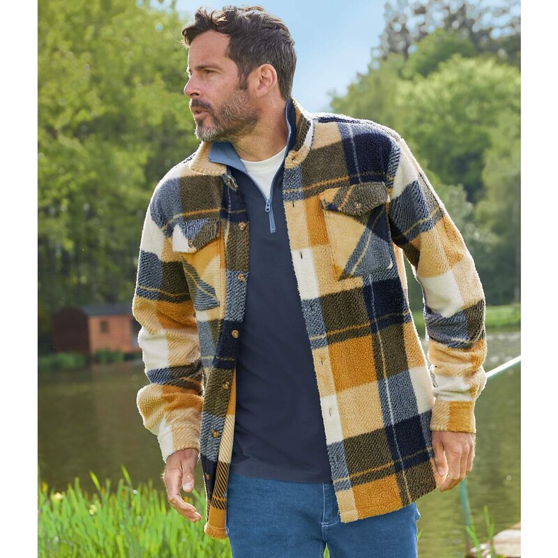 Vrchná košeľa z imitácie ovčieho rúna Atlas For Men Kostkovaná 57656205