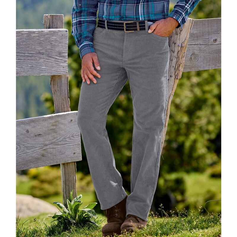 Pohodlné menčestrové nohavice s poloelastickým pásom Atlas For Men 65484333