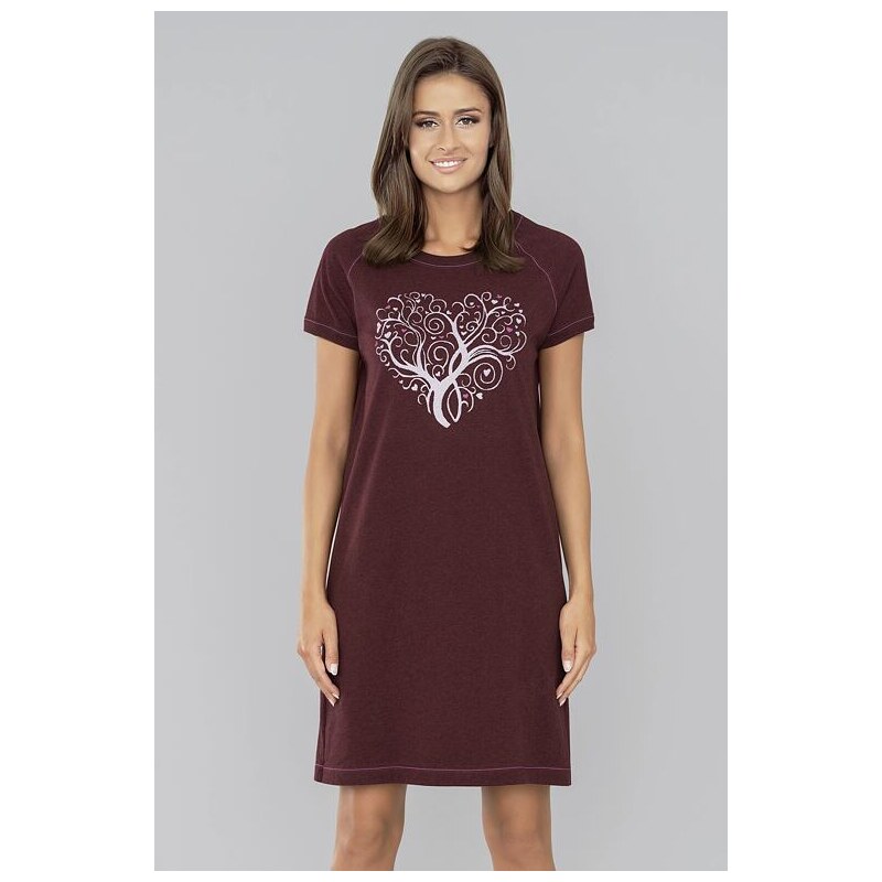 Italian Fashion Nočná košieľka Hosta vínová s potlačou. 27379470