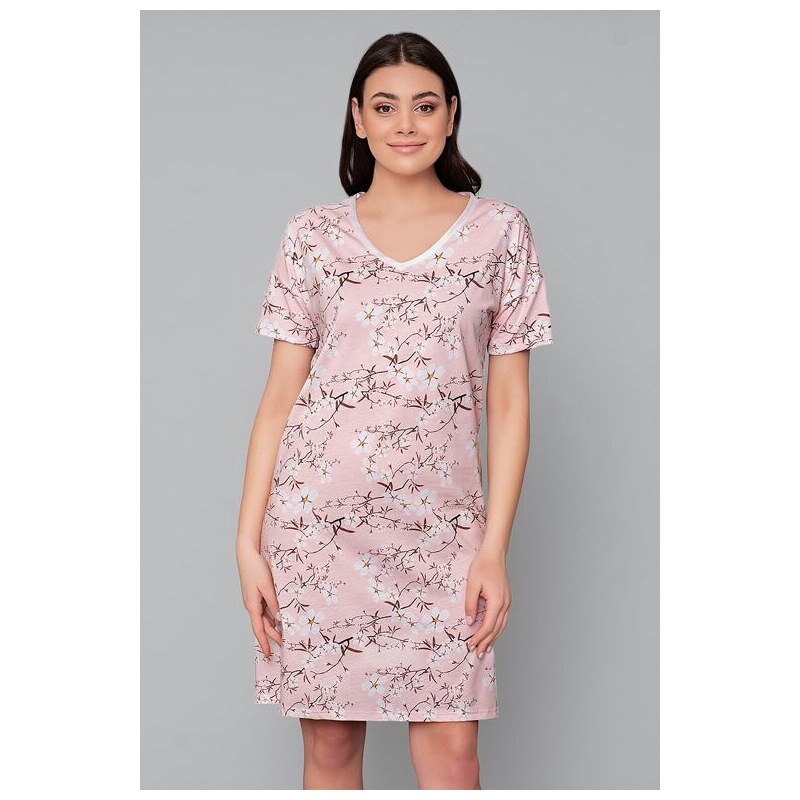 Italian Fashion Nočná košieľka Alwa ružová s kvetmi 32079961