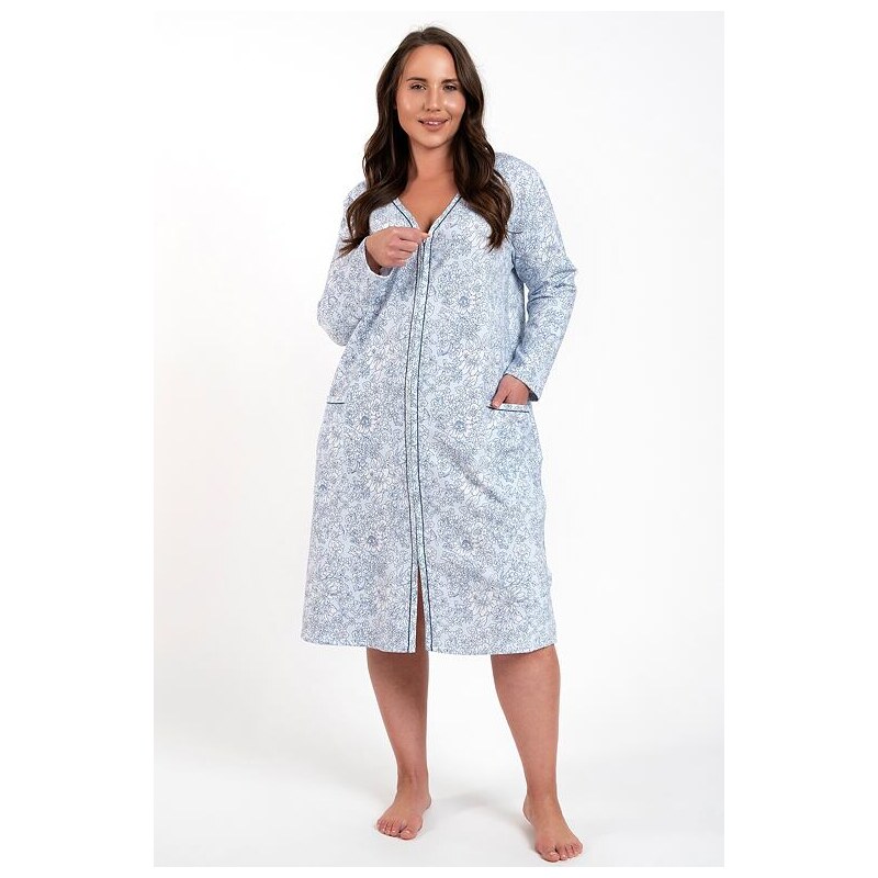 Italian Fashion Bavlnený župan Graciela modrý s kvetmi 46997843