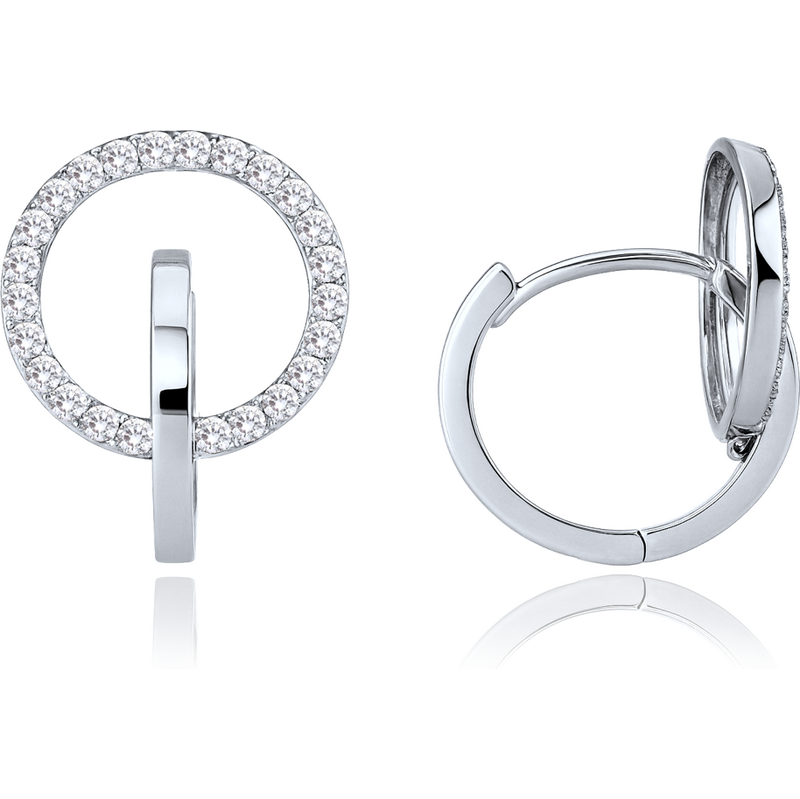 OLIVIE Náušnice z bieleho zlata krúžky s bielymi zirkónmi Au 585/1000 66386224