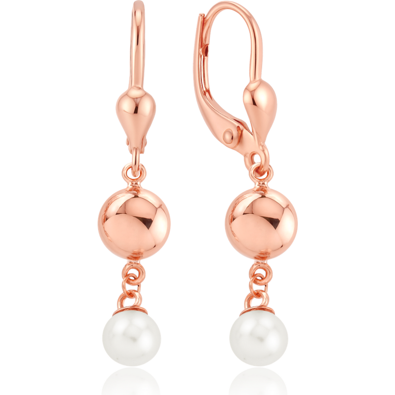 OLIVIE Zlaté náušnice z ružového zlata s guličkami a perlami Au 585 66386244