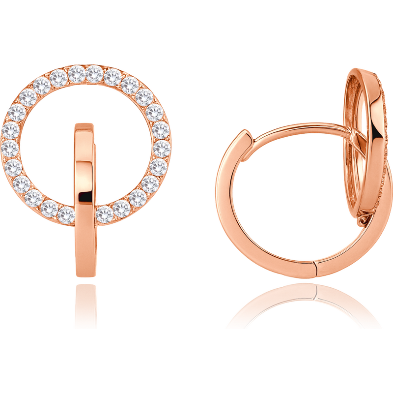 OLIVIE Elegantné zlaté náušnice z ružového zlata s bielymi zirkónmi Au 66386235