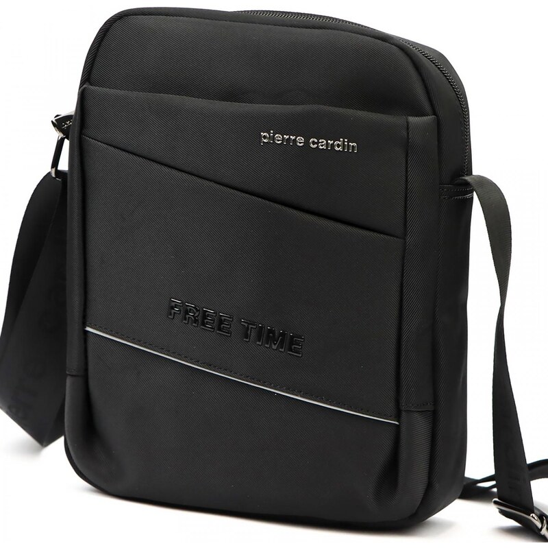 Moderná pánska textilná crossbody taška Pierre Cardin Levon, čierna 67504954