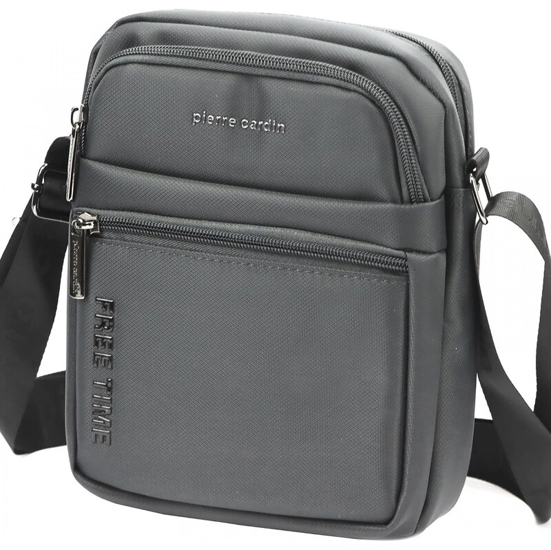 Trendy pánska textilná crossbody taška Pierre Cardin Mariko, šedá 67291585