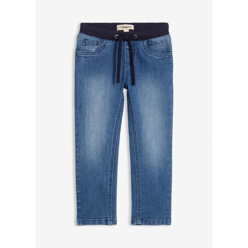 bonprix Voľné džínsy, Mid Waist, pohodlný pás, farba modrá 65490246