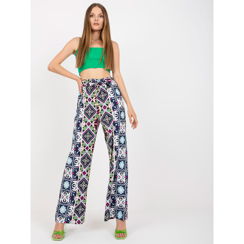 ITALY MODA Čierne vzorované nohavice -DHJ-SP-13587.66P-black 57950465