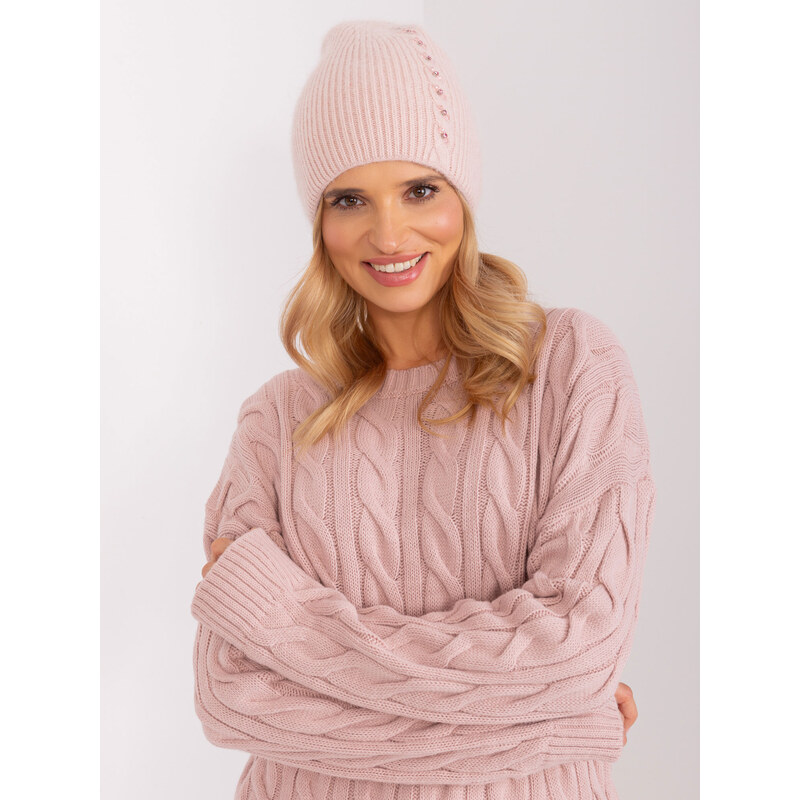 ITALY MODA Svetloružová teplá čiapka AT-CZ-2328.38P-light pink 57953874