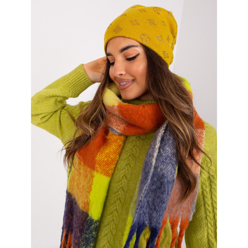 ITALY MODA Horčicová čiapka so vzorom -AT-SK-2325.86-olive 57953657