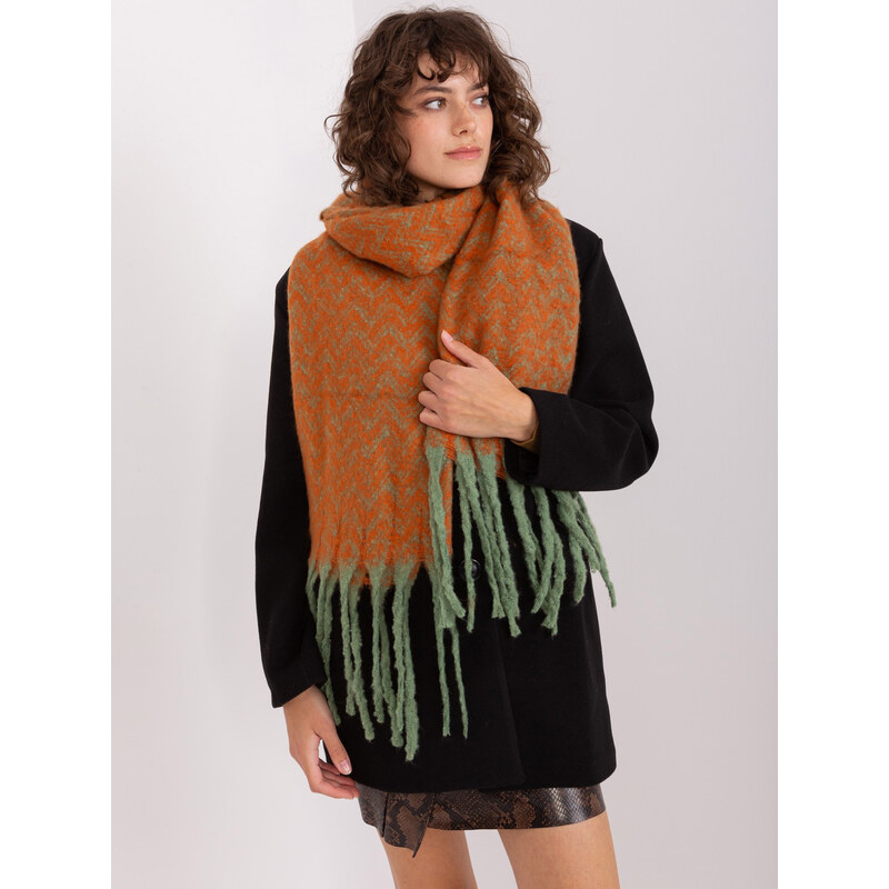 ITALY MODA Tmavooranžový vzorovaný šál so strapcami AT-SZ-23125.75 57953688