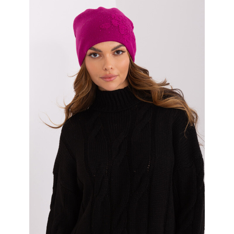 ITALY MODA Fuchsiová čiapka s kvetinovou aplikáciou -AT-SK-23250.36P 66344575