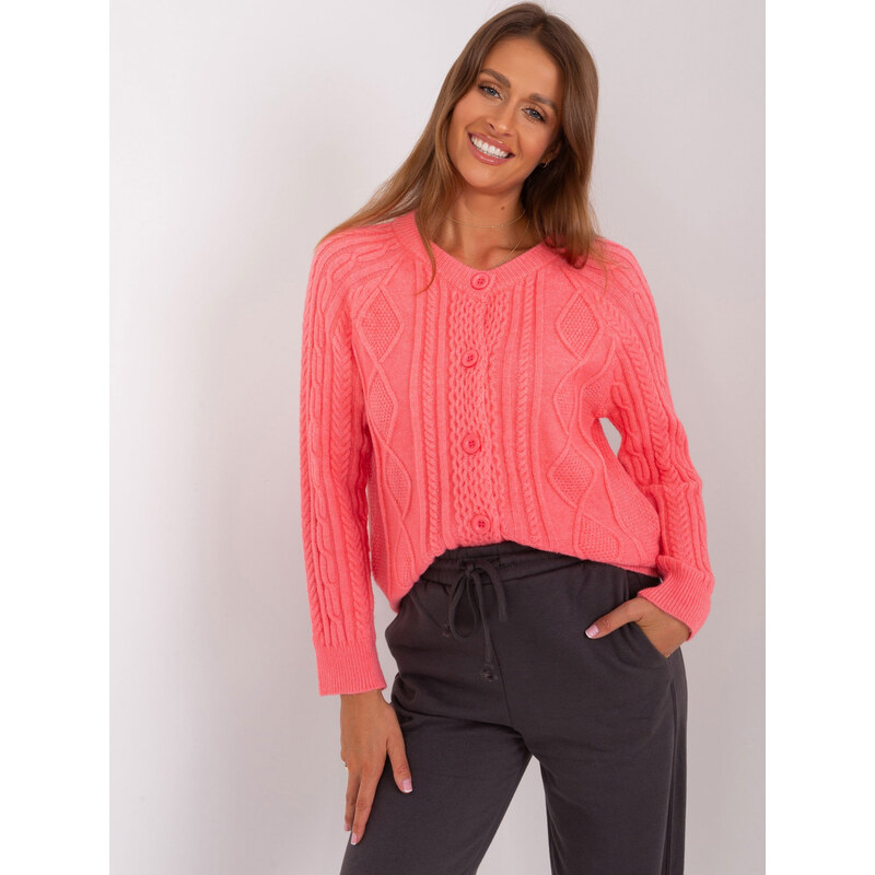 ITALY MODA Koralový prepínací sveter AT-SW-2346-2.99P-korál 57953497