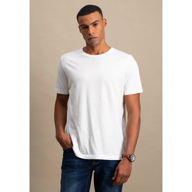 Pánske biele bavlnené tričko FYNCH-HATTON 65491833