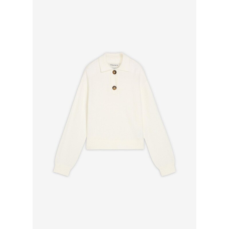 bonprix Pulóver s golierom, farba biela 65492449