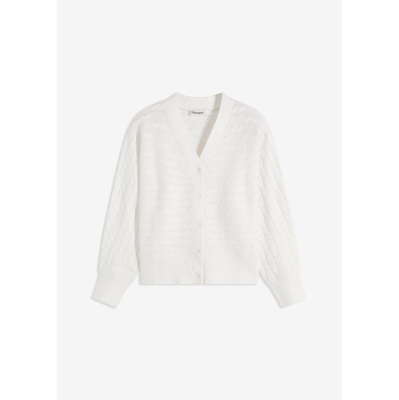 bonprix Oversize-pletený sveter, farba biela 65492454