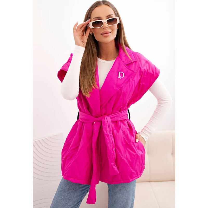 Kesi Tmavoružová dámska krátka prešívaná vesta so zaväzovaním v páse 65493022