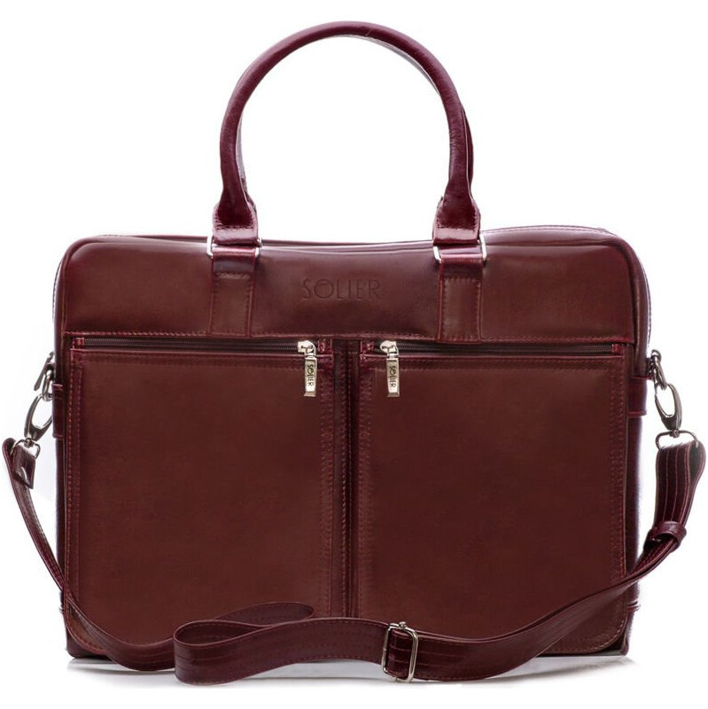 Pánska kožená bordó taška Solier SL01 Bordo 3585821