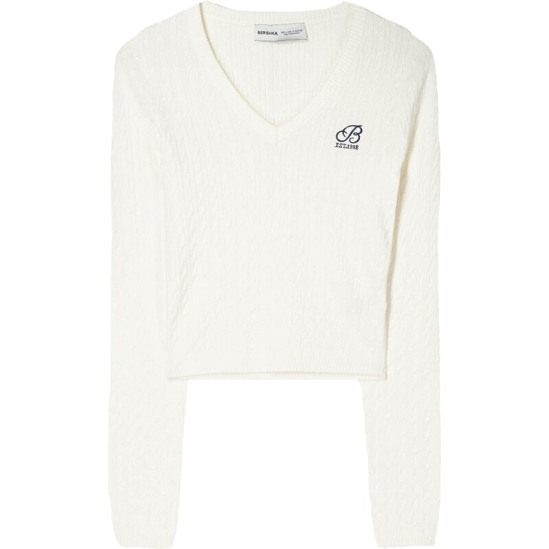 Bershka Sveter nebielená / námornícka modrá 66026297