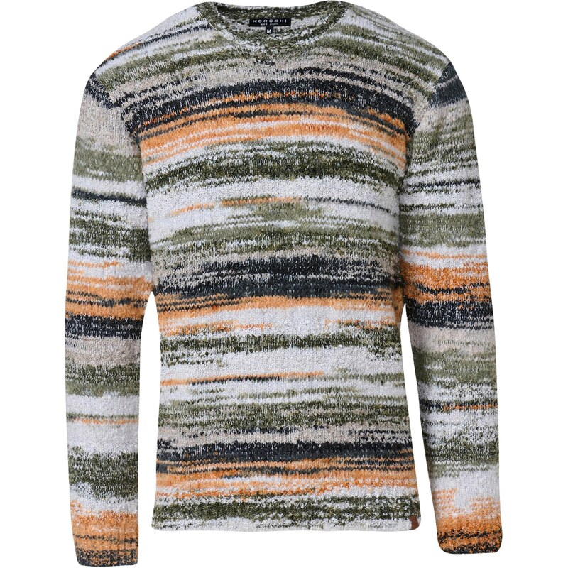 KOROSHI Sveter kaki / oranžová / čierna / biela 65889729