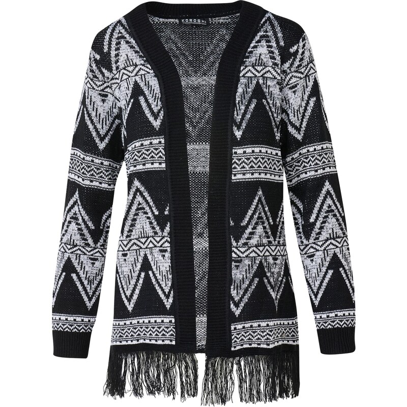 KOROSHI Pletený kabát čierna / biela 65889967
