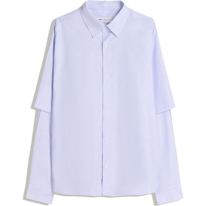 Bershka Košeľa modrosivá 65894531