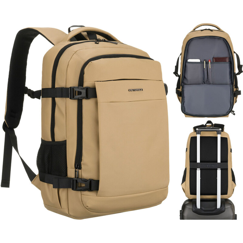 Veľký khaki cestovný ruksak s priehradkou na laptop 17″ – Peterson 65496700