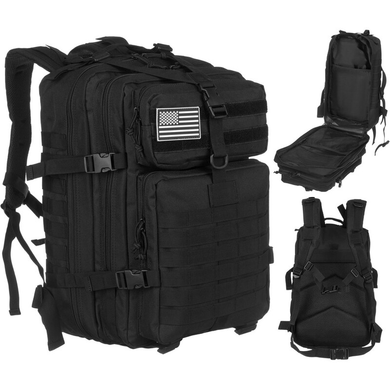 Veľký taktický čierny ruksak z nylonu 45L – Peterson 65496702