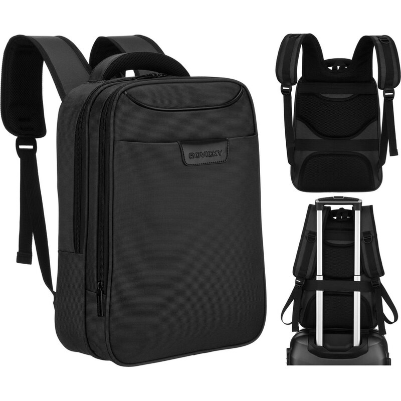 ROVICKY Čierny cestovný batoh s priehradkou na laptop do 14″ – 65496709