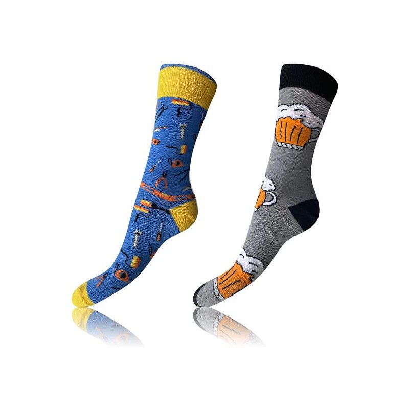 Bellinda CRAZY SOCKS 2x - Veselé ponožky 2 páry - sivá - žltá - modrá 57779642