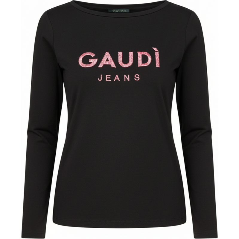 GAUDI Embroidered Logo Black tričko 65502361