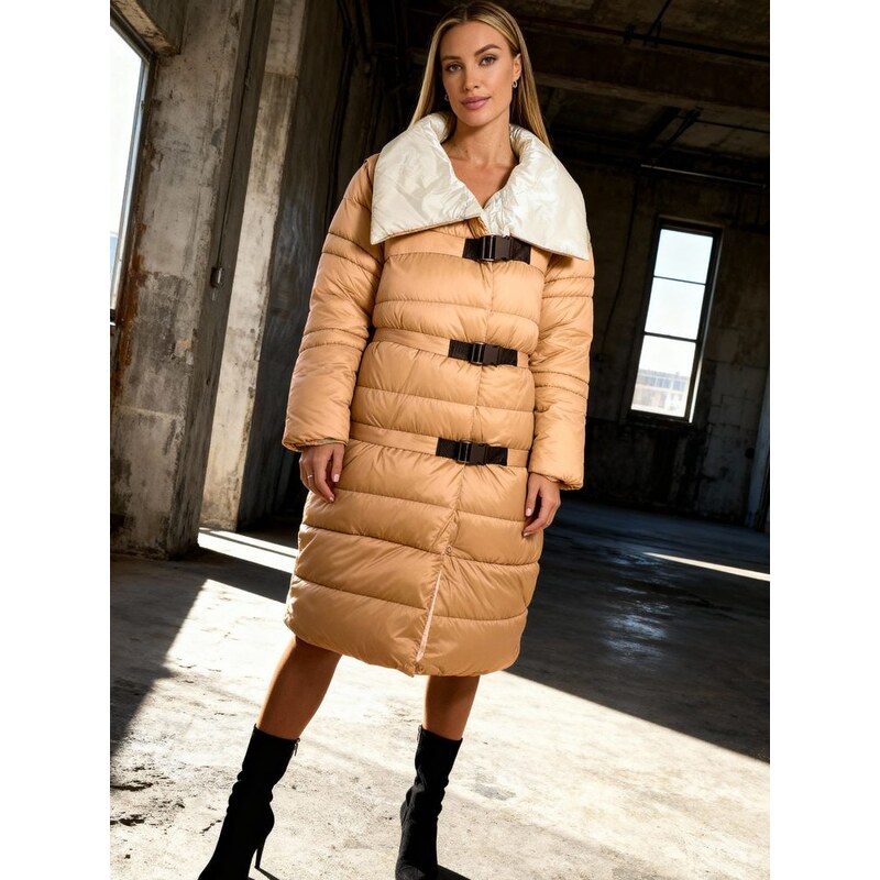 Due Linee Dámska zimná oversized bunda s prackami rose gold 27541712