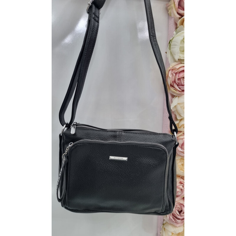 Katrins Fashion Štýlová čierna crossbody kabelka Silvia Rosa 65503539