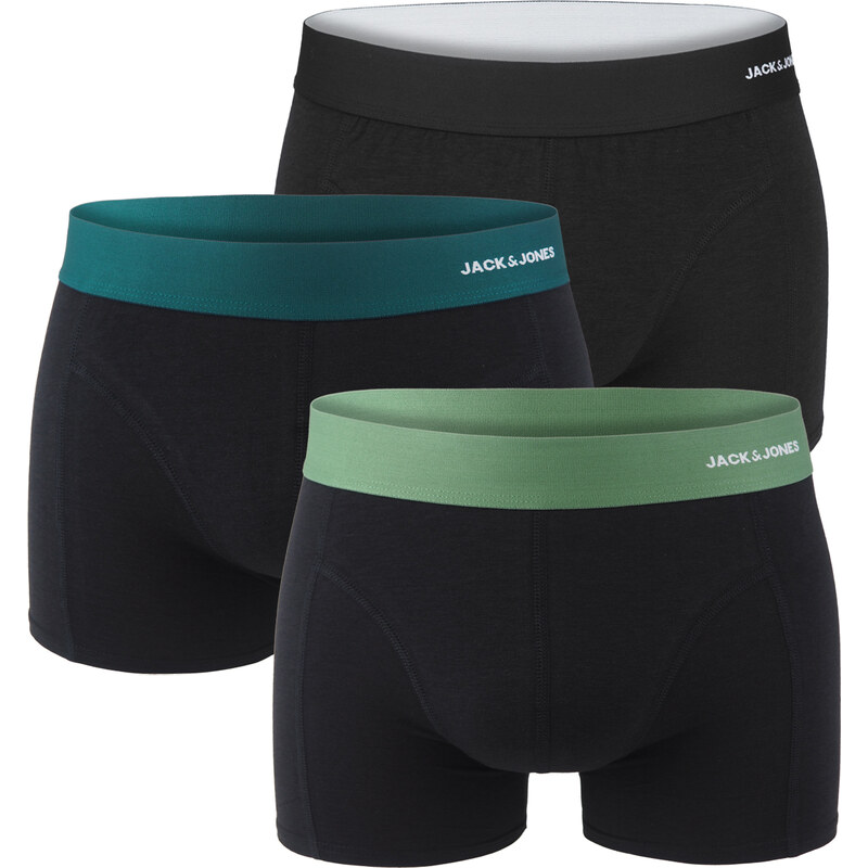 JACK & JONES - boxerky 3PACK Jacnick bamboo black with color waist - 65504198
