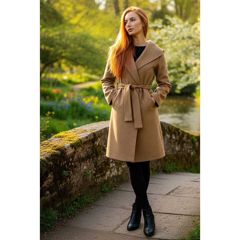 Glara Dlhši dámsky kabát s kapucňou 8395844