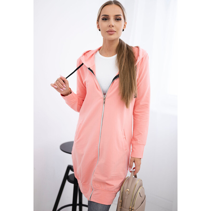 Kesi Marhuľová dámska pohodlná dlhá mikina na zips s kapucňou 65534803