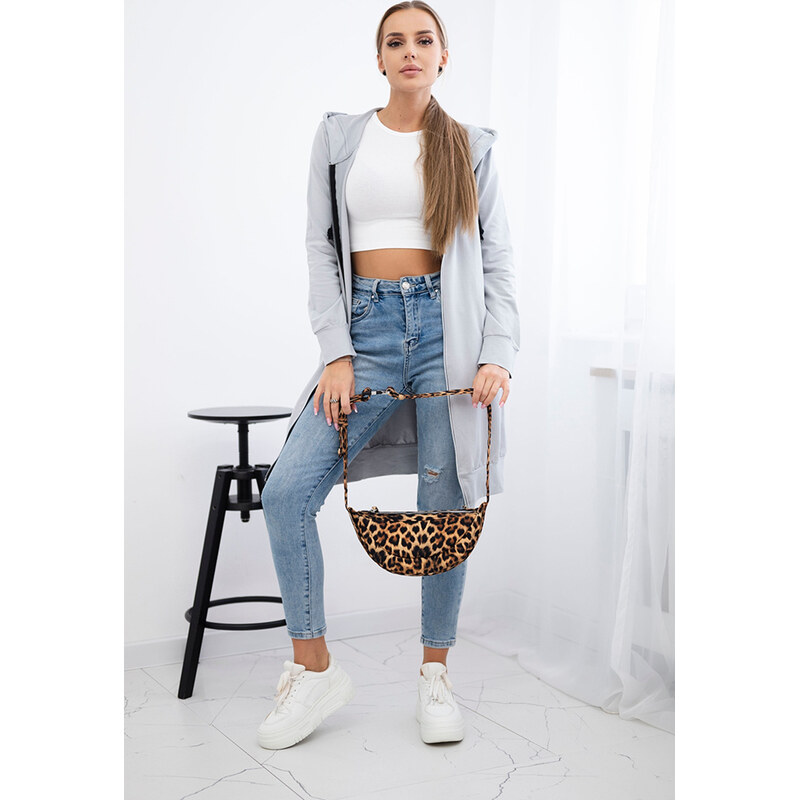 Kesi Svetlosivá dámska pohodlná dlhá mikina na zips s kapucňou 65534805