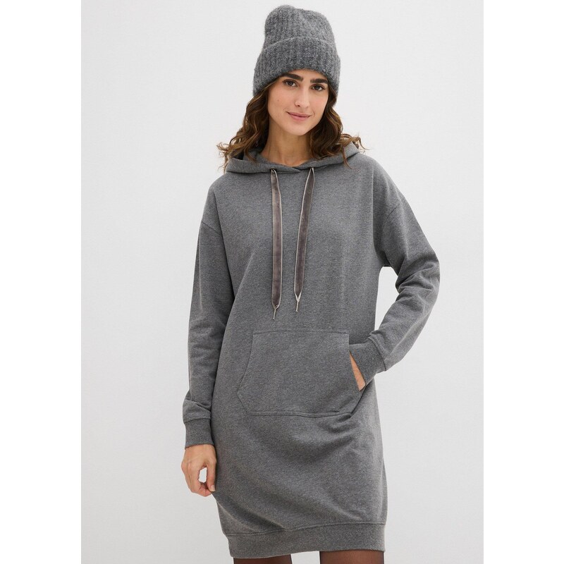 bonprix Mikinové šaty z čistej bavlny, farba šedá 44731606