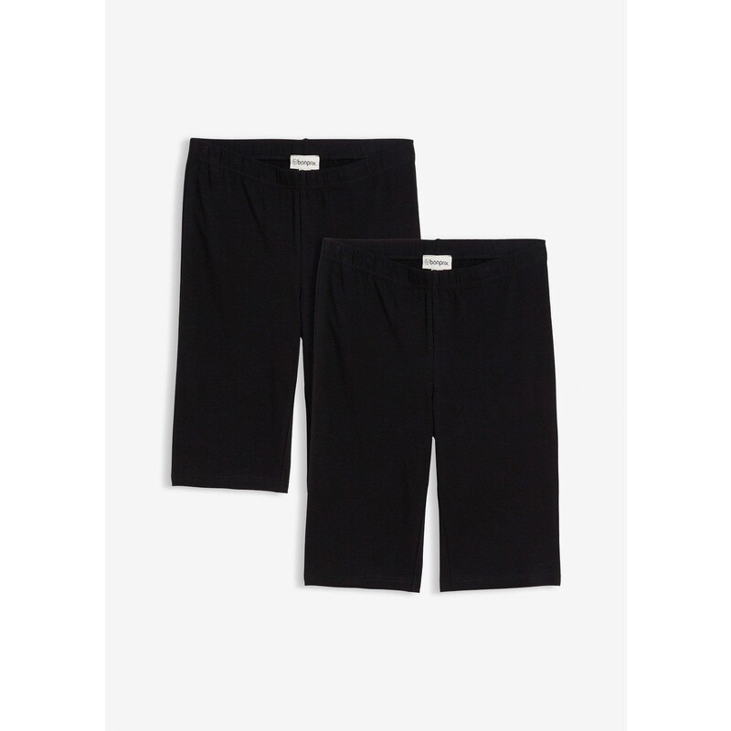 bonprix Dlhé elastické šortky, 2-dielne balenie, farba čierna 54210786