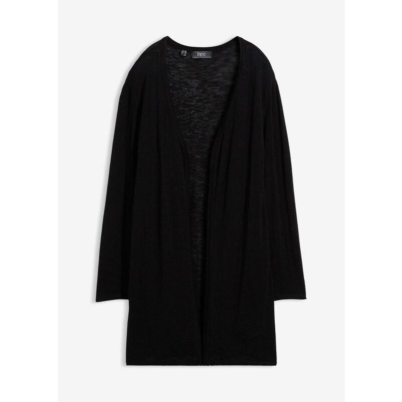 bonprix Dlhý pletený sveter bez zapínania, farba čierna 44982912